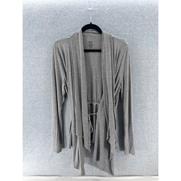 Mossimo Women's sz L Jersey Knit Front Tie Grey Drape Cardigan - Picture 3 of 8
